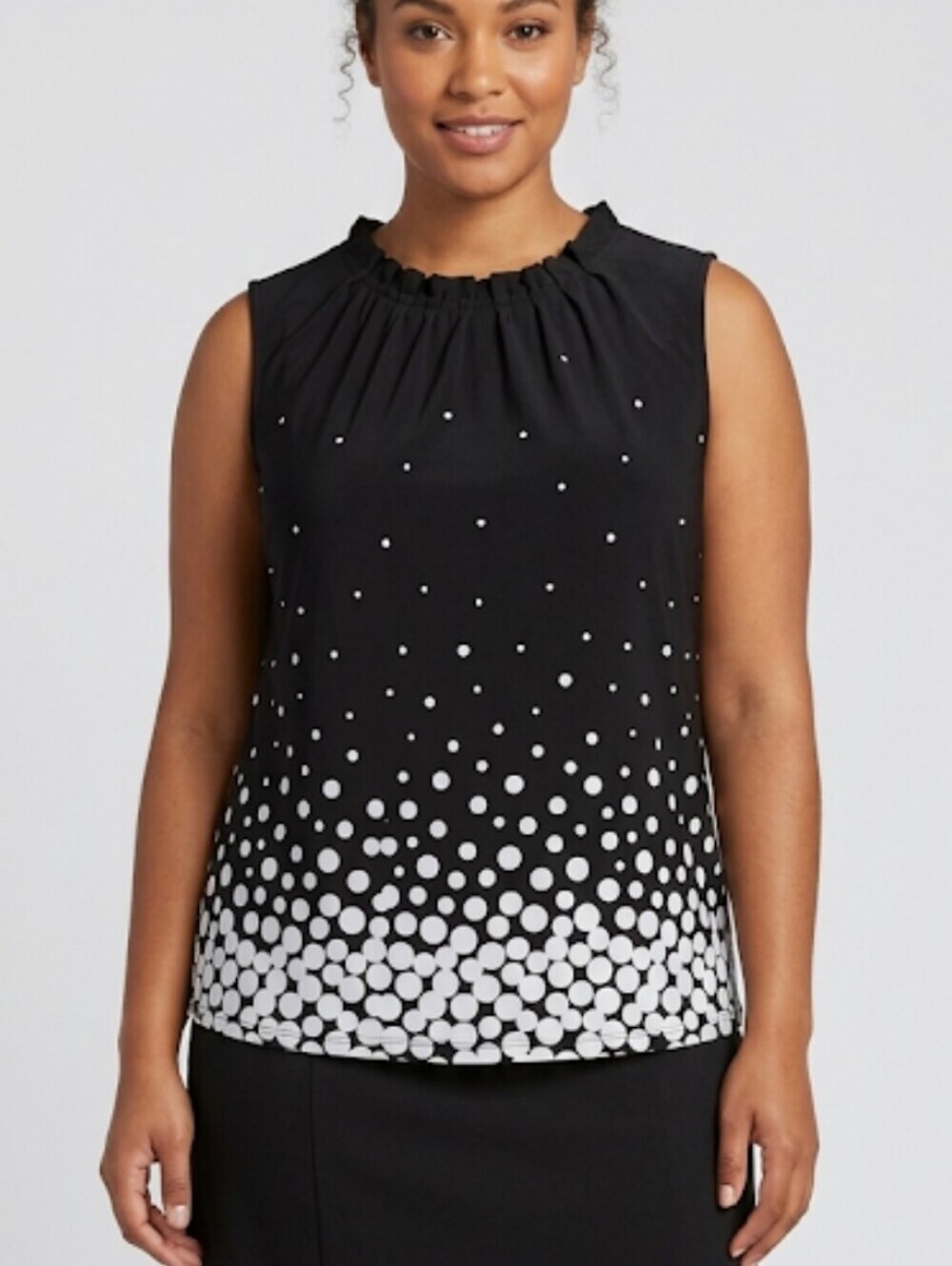 Croft & Barrow Sleeveless Blouse Women's Size Medium Black Polka Dots Oversized